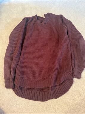 Zenana Outfitters Men's Burgundy V-Neck Knit Sweater